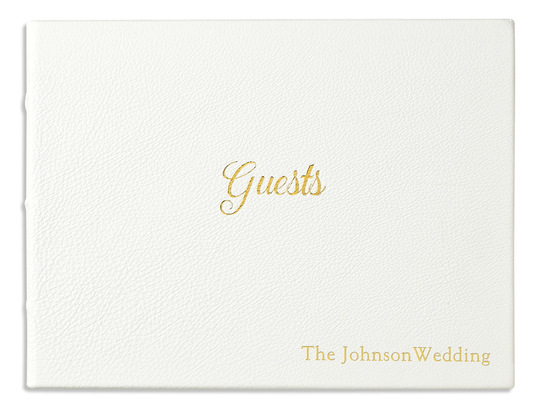 Personalized White Leather Guest Books
